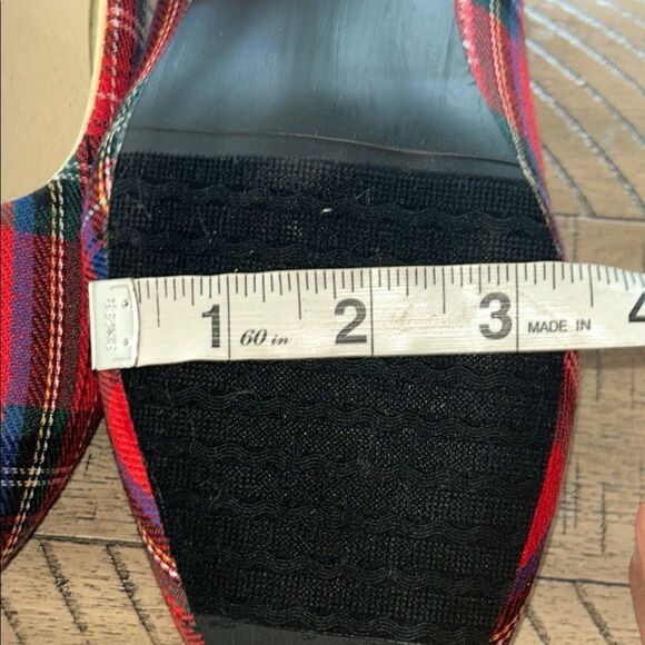 Red Stewart Tartan Modest Heels 👠 👠 with Rounded Toe Durable Canvas Fabric 9.5 W - Picture 9 of 17